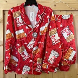 NWT SHESHOW Chick Fil A Pajama Set Medium | Red Satin Long Sleeve Pajamas